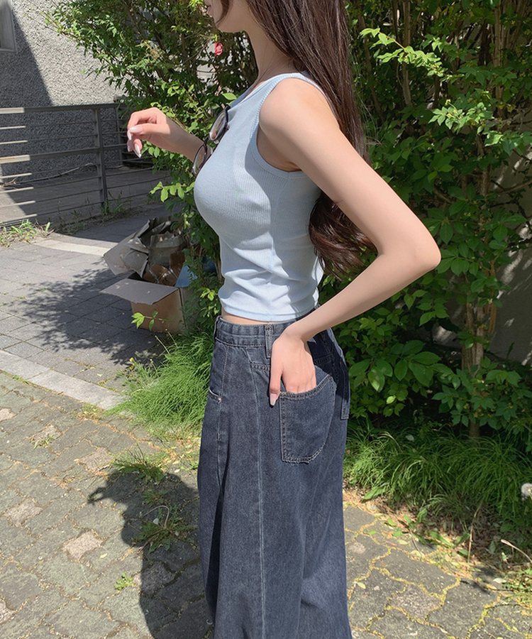 【丈別】サマーワイドデニムパンツ VINTAGE DEEP BLUE