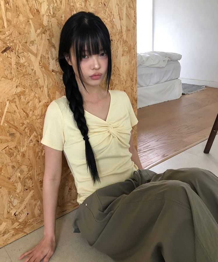 ツイストシャーリング半袖Tシャツ(5color) YELLOW