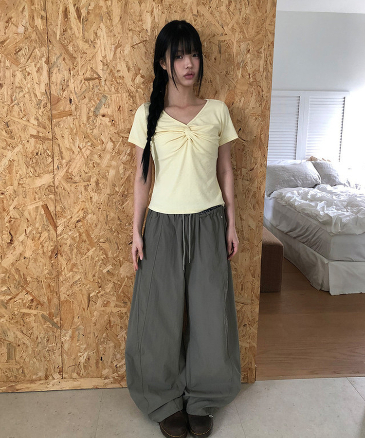ツイストシャーリング半袖Tシャツ(5color) YELLOW