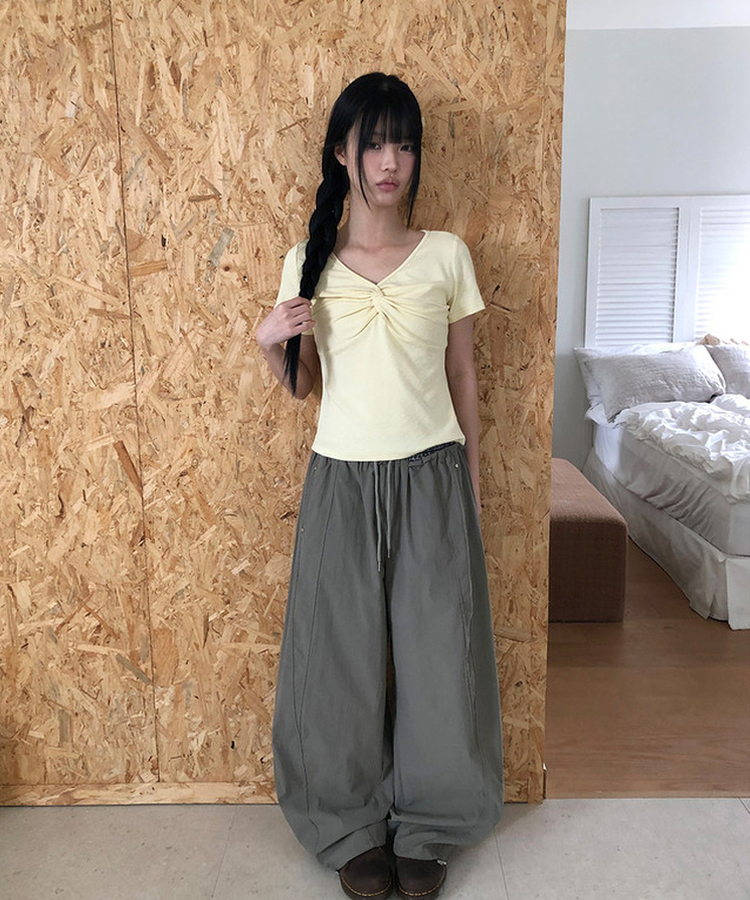 ツイストシャーリング半袖Tシャツ(5color) YELLOW
