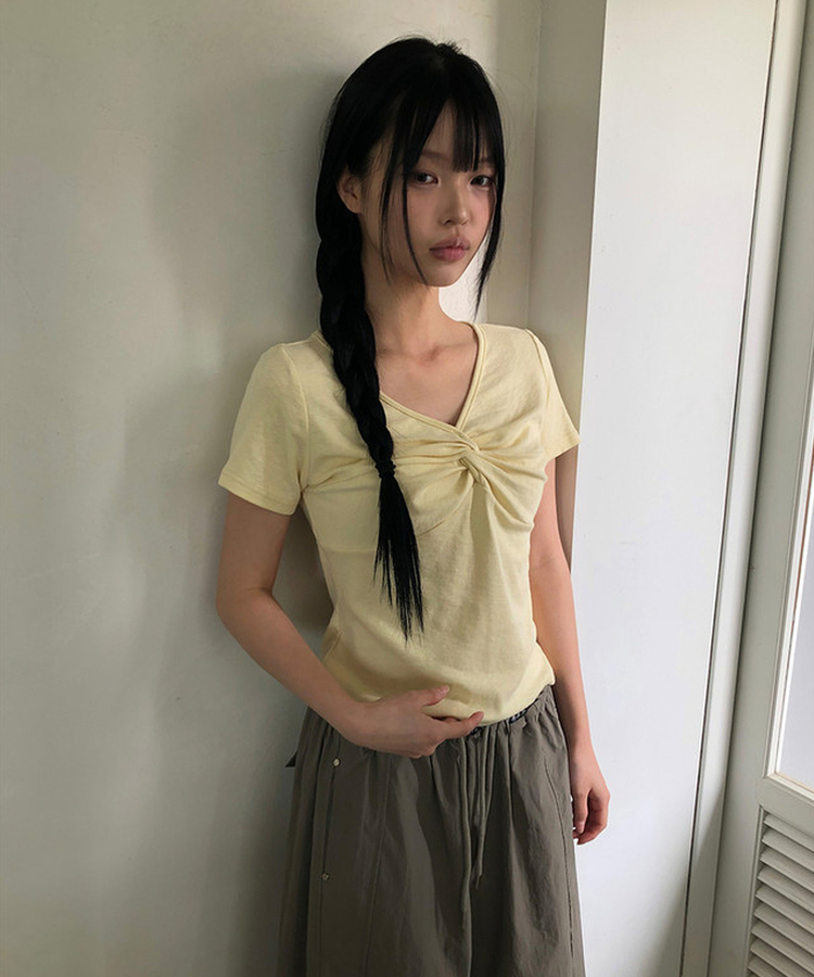 ツイストシャーリング半袖Tシャツ(5color) YELLOW