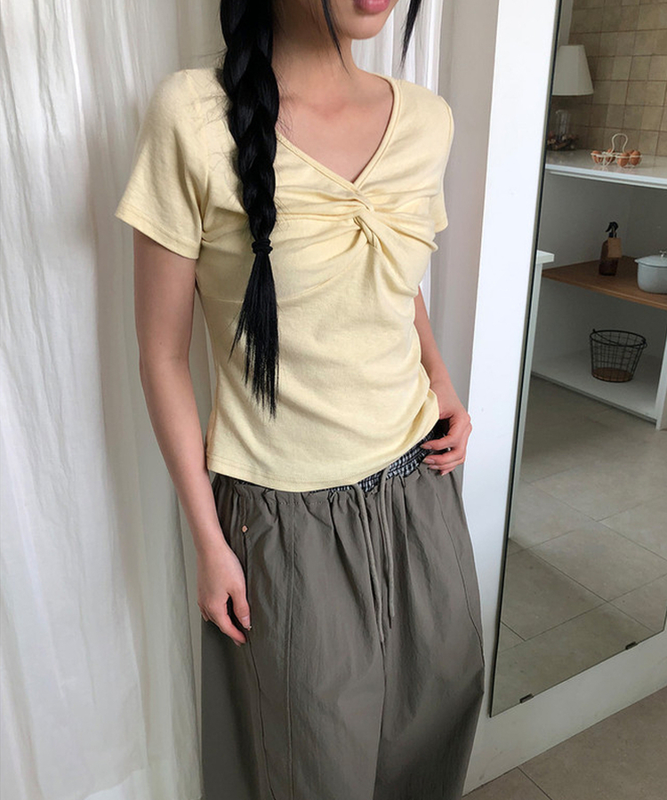 ツイストシャーリング半袖Tシャツ(5color) YELLOW