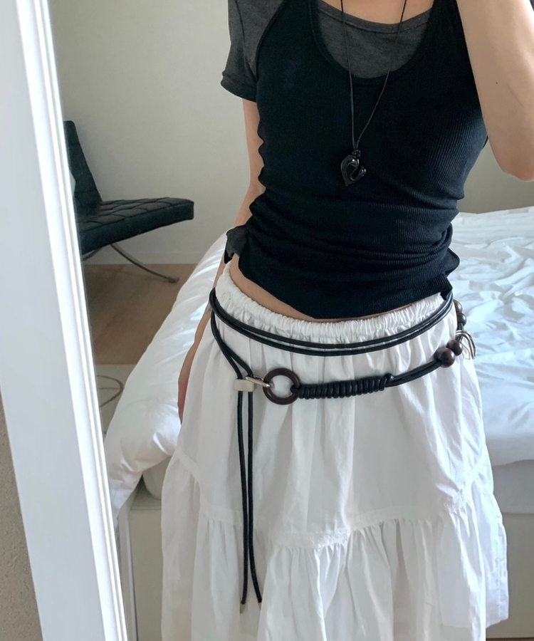 ストリングウッドリングベルト BLACK