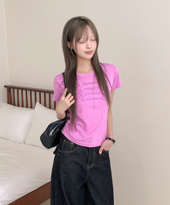 Uネックナポレオンクロップ半袖Tシャツ｜半袖Tシャツ｜韓国