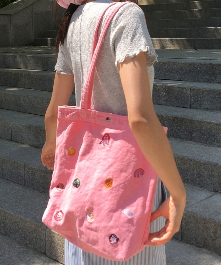 刺繍キャンバスショルダーバッグ(7color) INDIE PINK