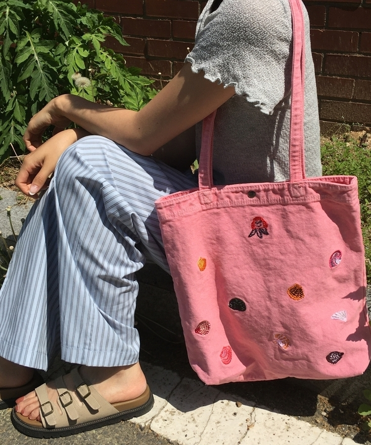 刺繍キャンバスショルダーバッグ(7color) INDIE PINK