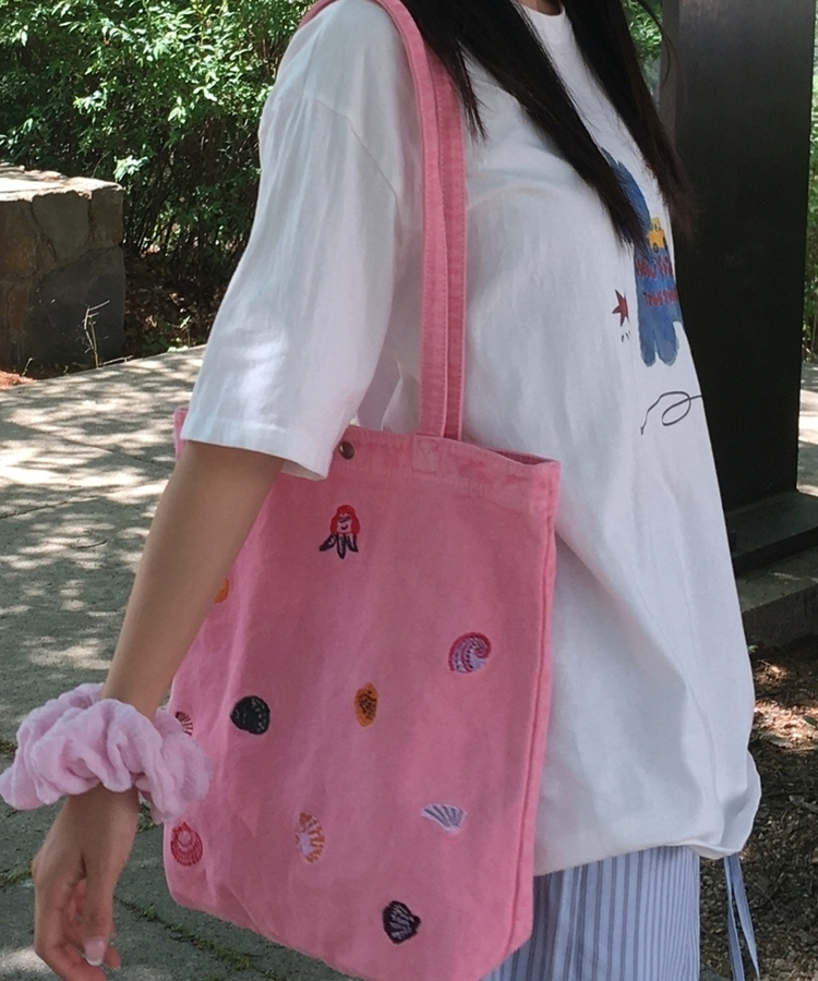 刺繍キャンバスショルダーバッグ(7color) INDIE PINK
