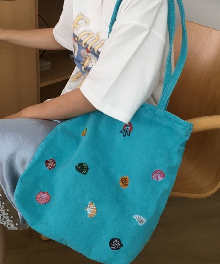 刺繍キャンバスショルダーバッグ(7color) TEAL