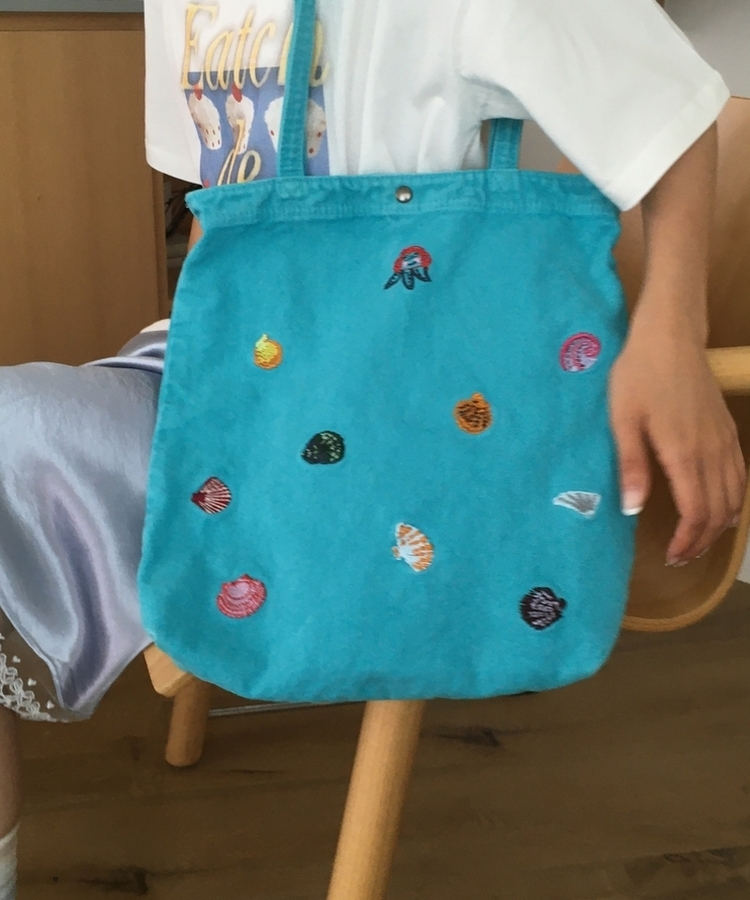 刺繍キャンバスショルダーバッグ(7color) TEAL