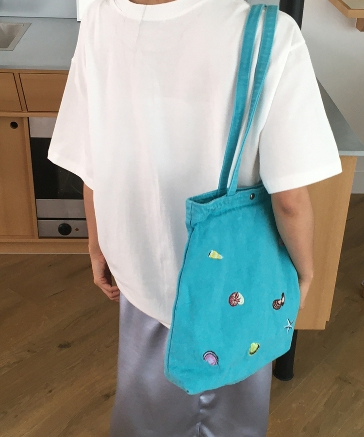 刺繍キャンバスショルダーバッグ(7color) TEAL
