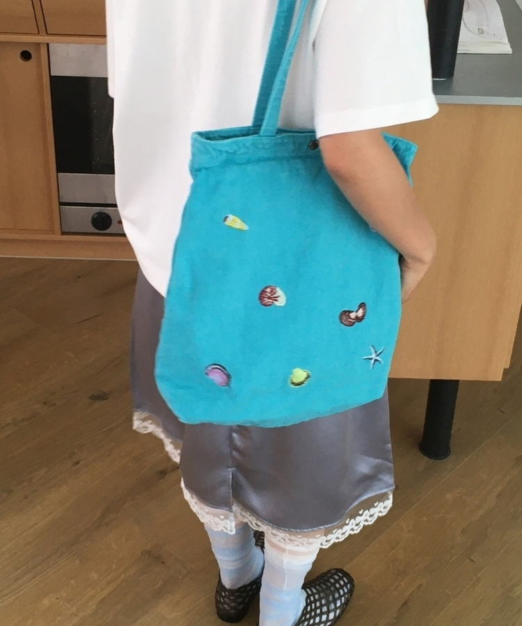 刺繍キャンバスショルダーバッグ(7color) TEAL