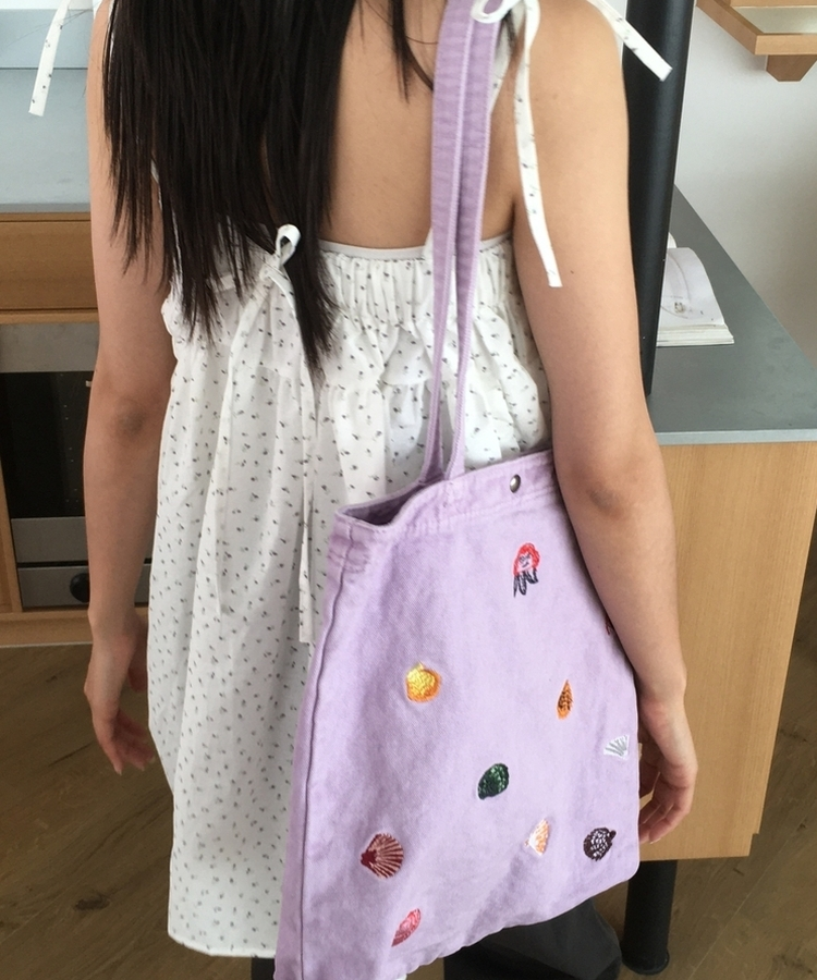 刺繍キャンバスショルダーバッグ(7color) LIGHT PURPLE