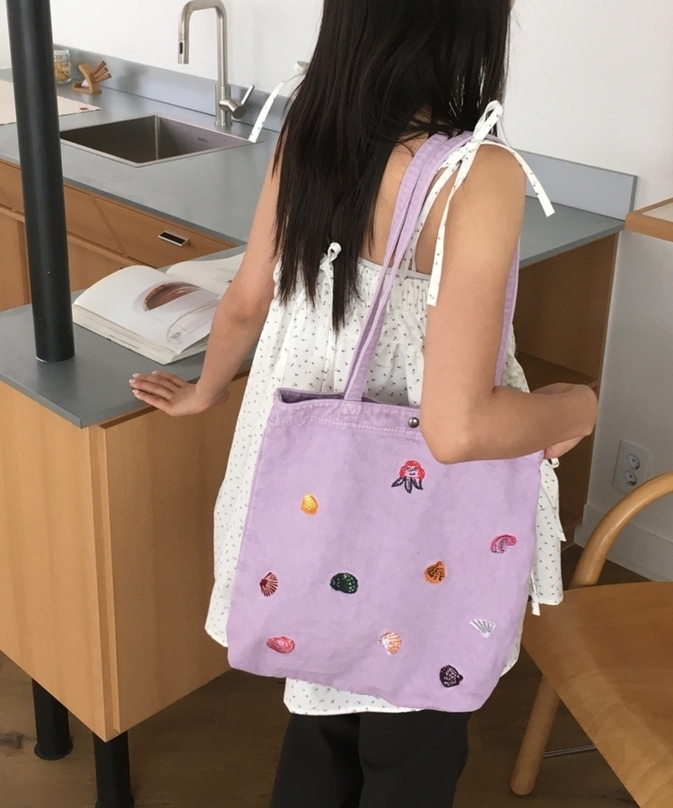 刺繍キャンバスショルダーバッグ(7color) LIGHT PURPLE