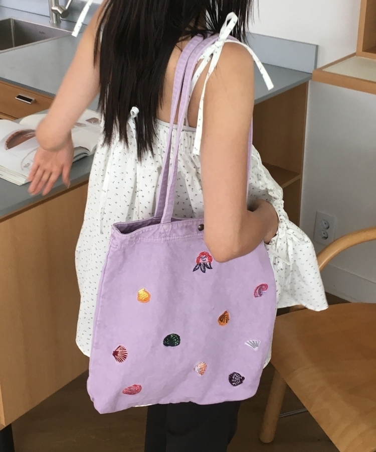 刺繍キャンバスショルダーバッグ(7color) LIGHT PURPLE