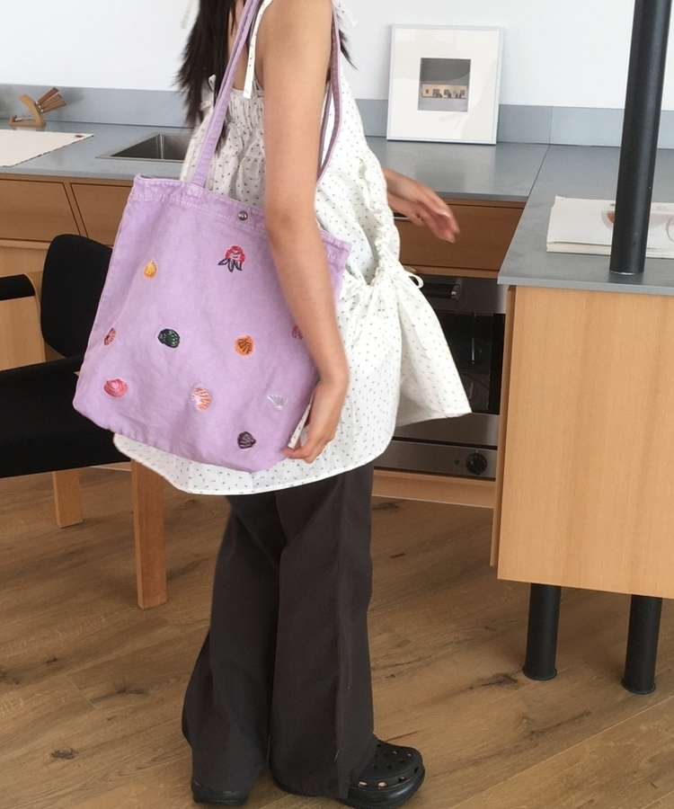 刺繍キャンバスショルダーバッグ(7color) LIGHT PURPLE
