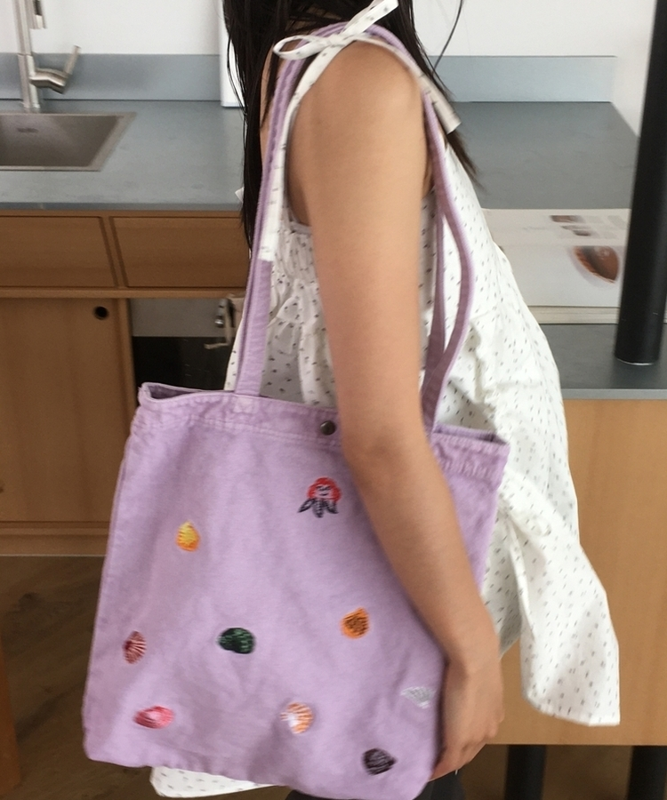 刺繍キャンバスショルダーバッグ(7color) LIGHT PURPLE