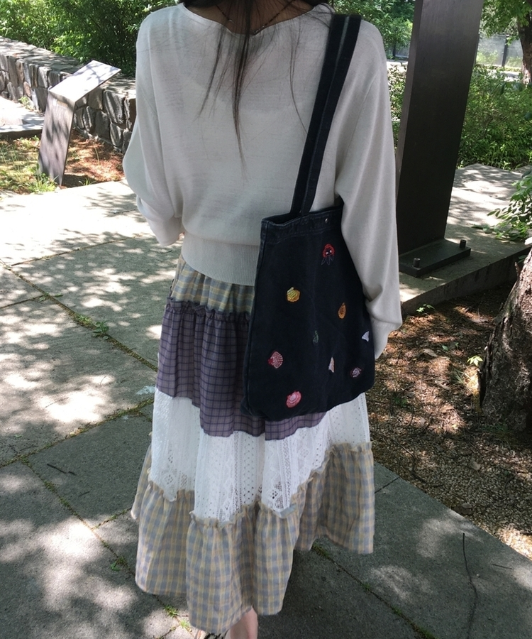 刺繍キャンバスショルダーバッグ(7color) DEEP DENIM