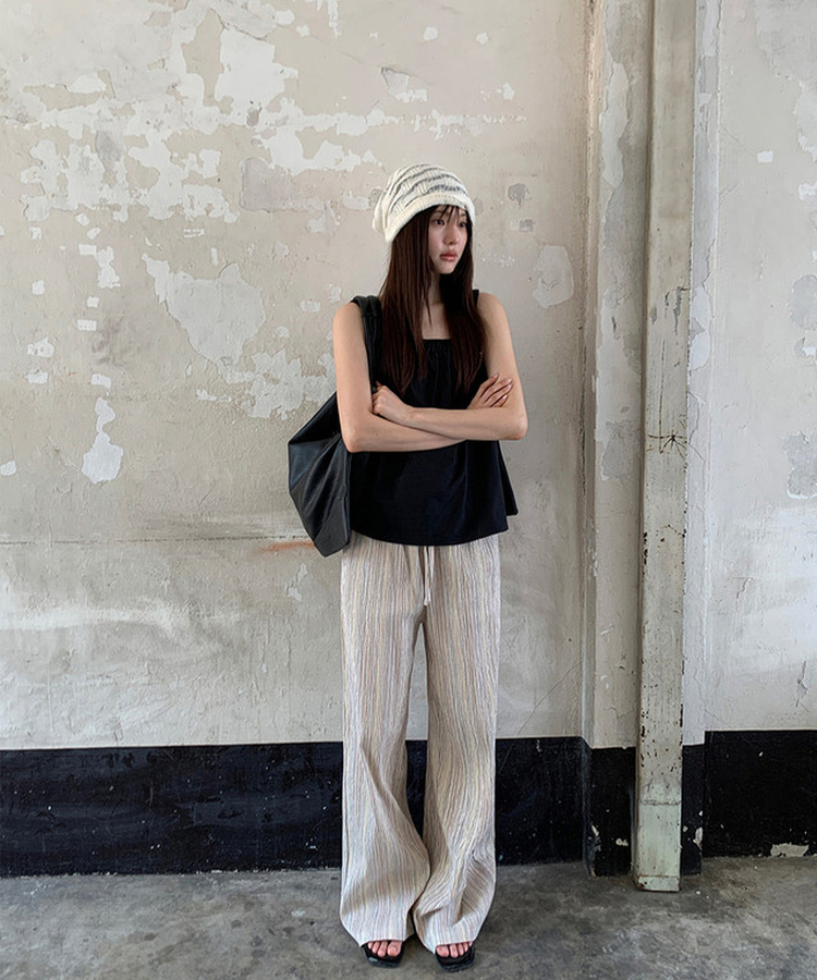 ストライプシャーリングビーニー IVORY