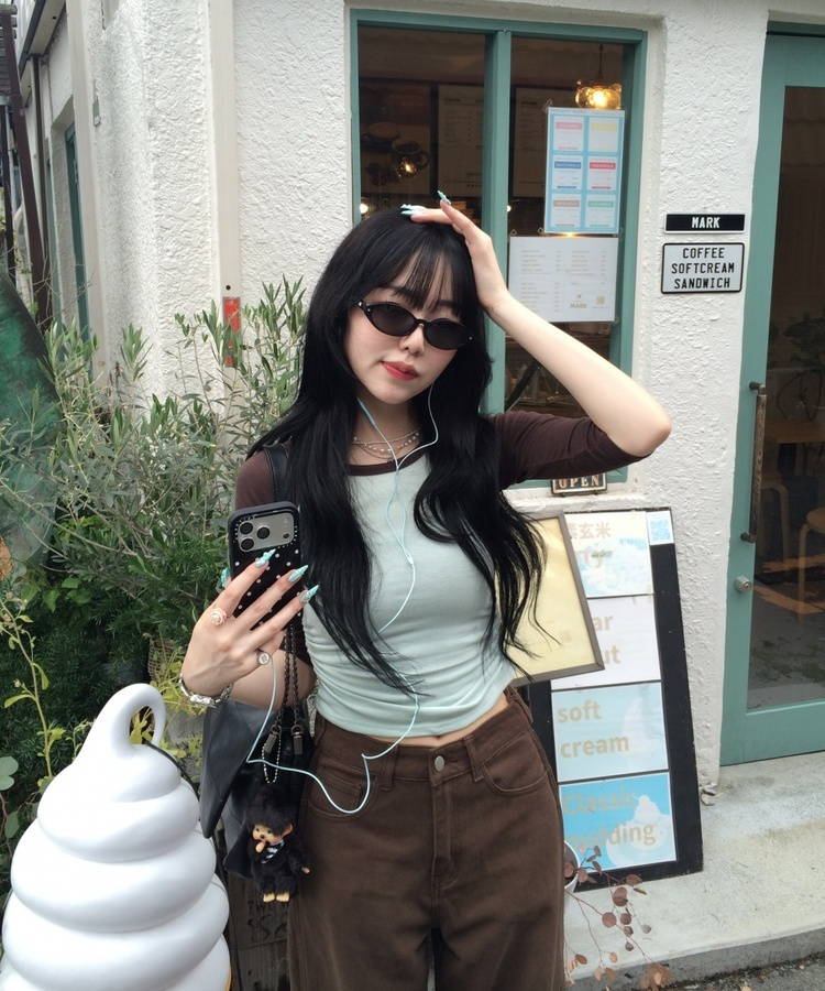 나그랑배색7부티셔츠 민트