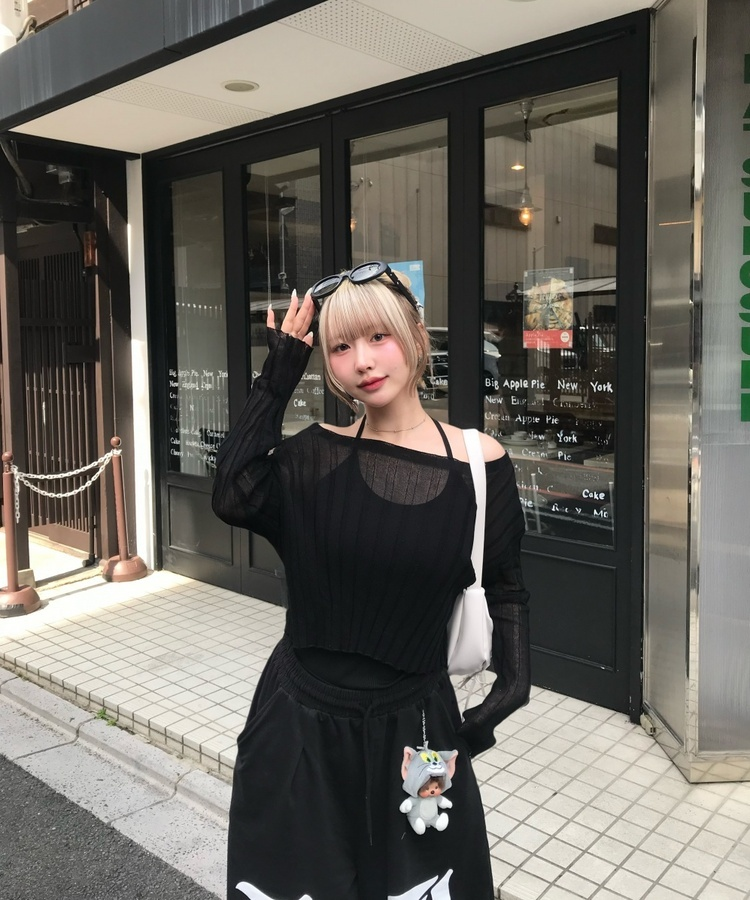 シースルーサマーニット BLACK