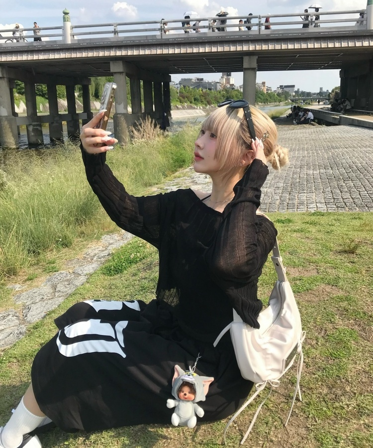 シースルーサマーニット BLACK