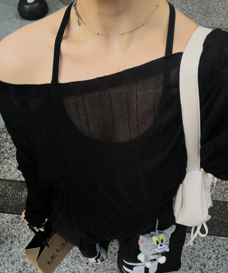 シースルーサマーニット BLACK
