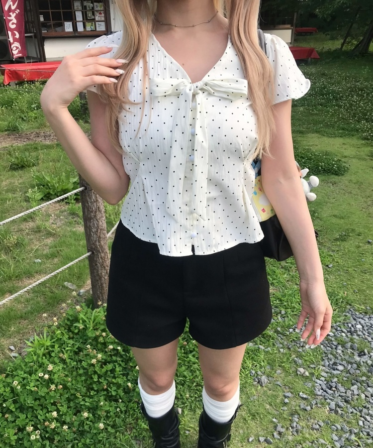 ヴィンテージドットブラウス WHITE