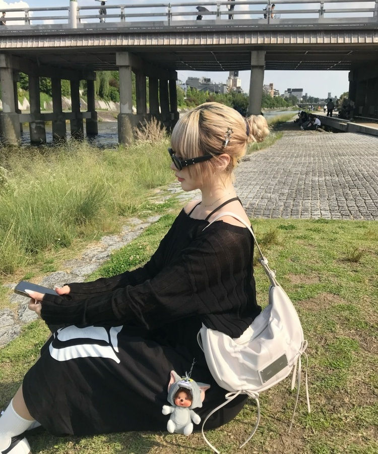 ゴシックロゴワイドバミューダパンツ BLACK