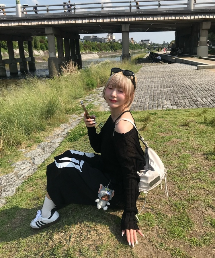 ゴシックロゴワイドバミューダパンツ BLACK