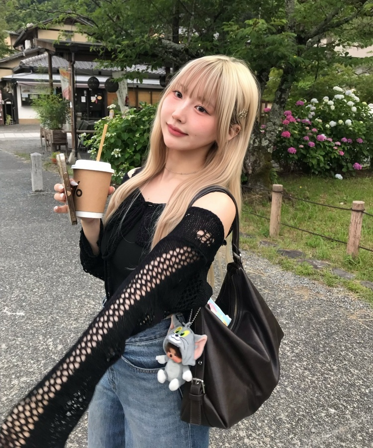 サマーメッシュリボンカーディガン BLACK