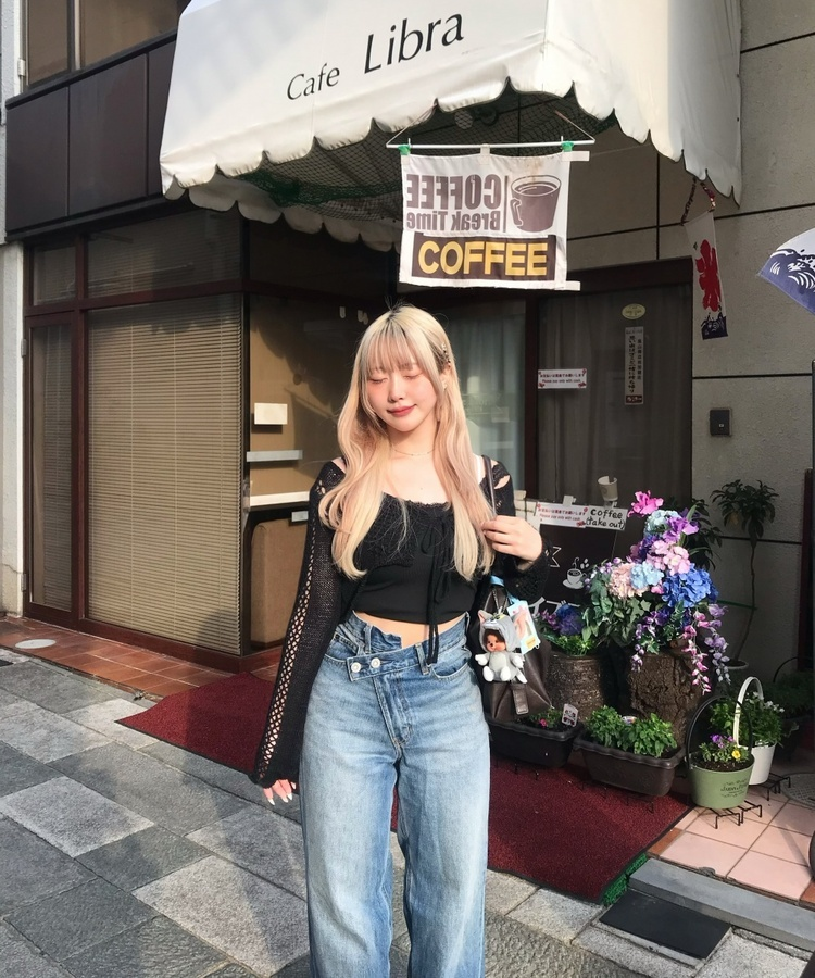 サマーメッシュリボンカーディガン BLACK