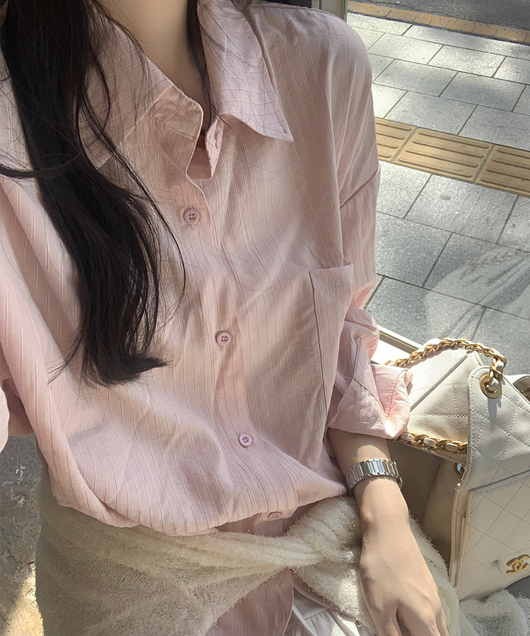 ルーズストライプシャツ PINK