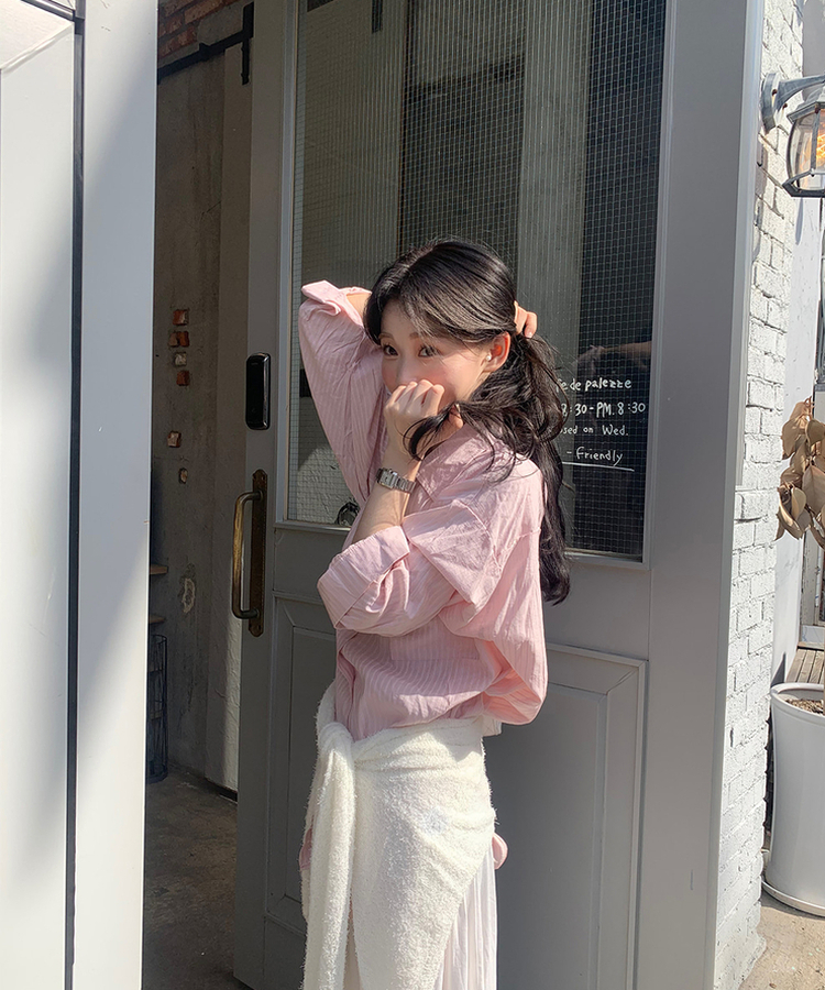 ルーズストライプシャツ PINK