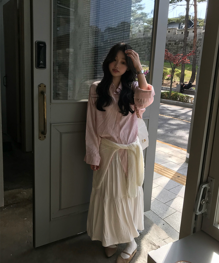 ルーズストライプシャツ PINK