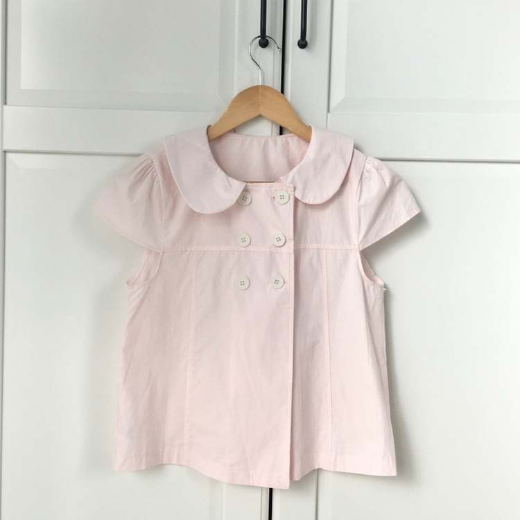 6버튼 모리걸 빈티지 도트 반팔 레이어드 자켓 블라우스2color