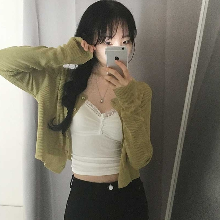 リブボタンカーディガン(7color) olive