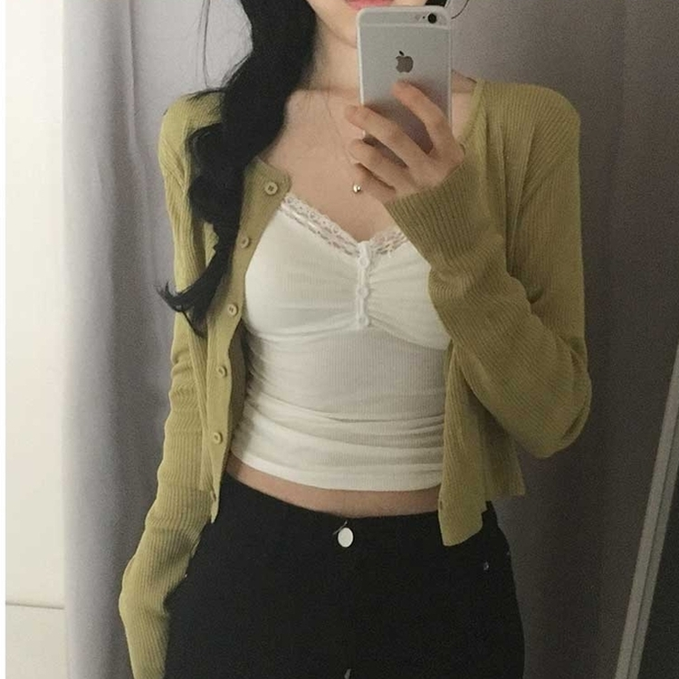 リブボタンカーディガン(7color) olive