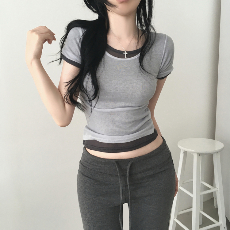 シアーレイヤード半袖Tシャツ(11color) LIGHT GREY