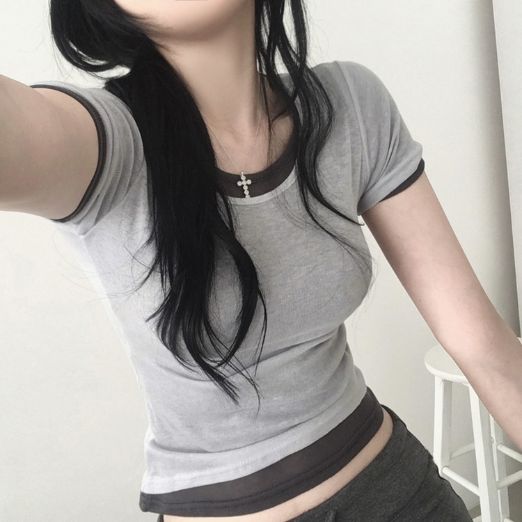 シアーレイヤード半袖Tシャツ(11color) LIGHT GREY