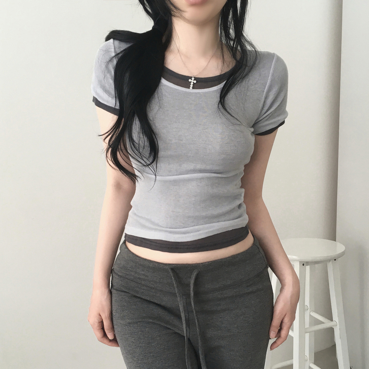 シアーレイヤード半袖Tシャツ(11color) LIGHT GREY