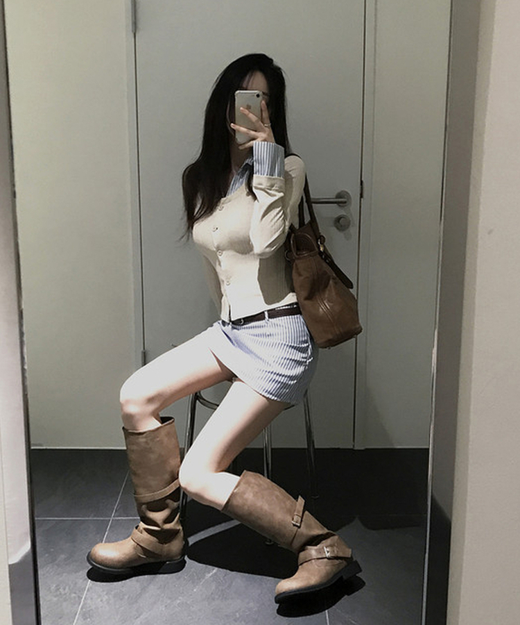 ワイドダブルバックルブーツ BROWN