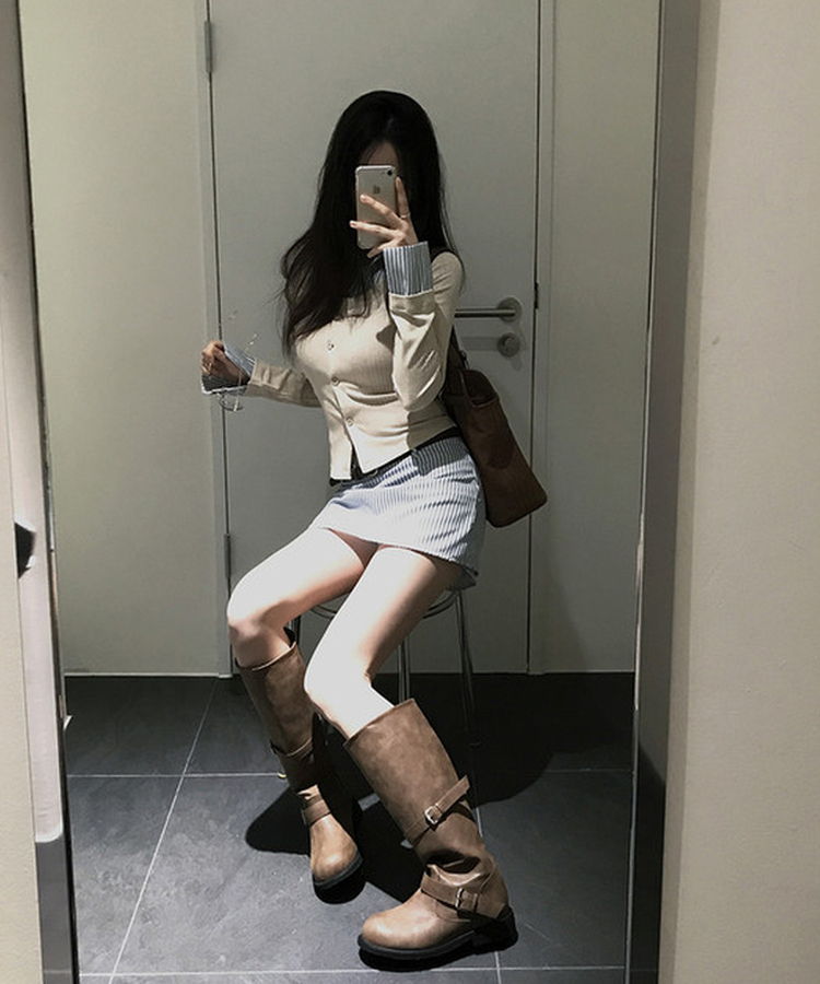 ワイドダブルバックルブーツ BROWN