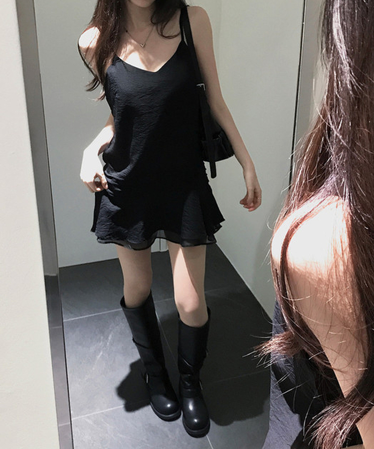 ワイドダブルバックルブーツ BLACK