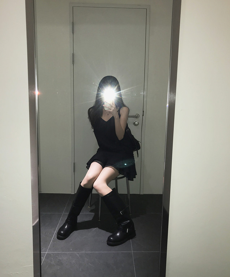 ワイドダブルバックルブーツ BLACK