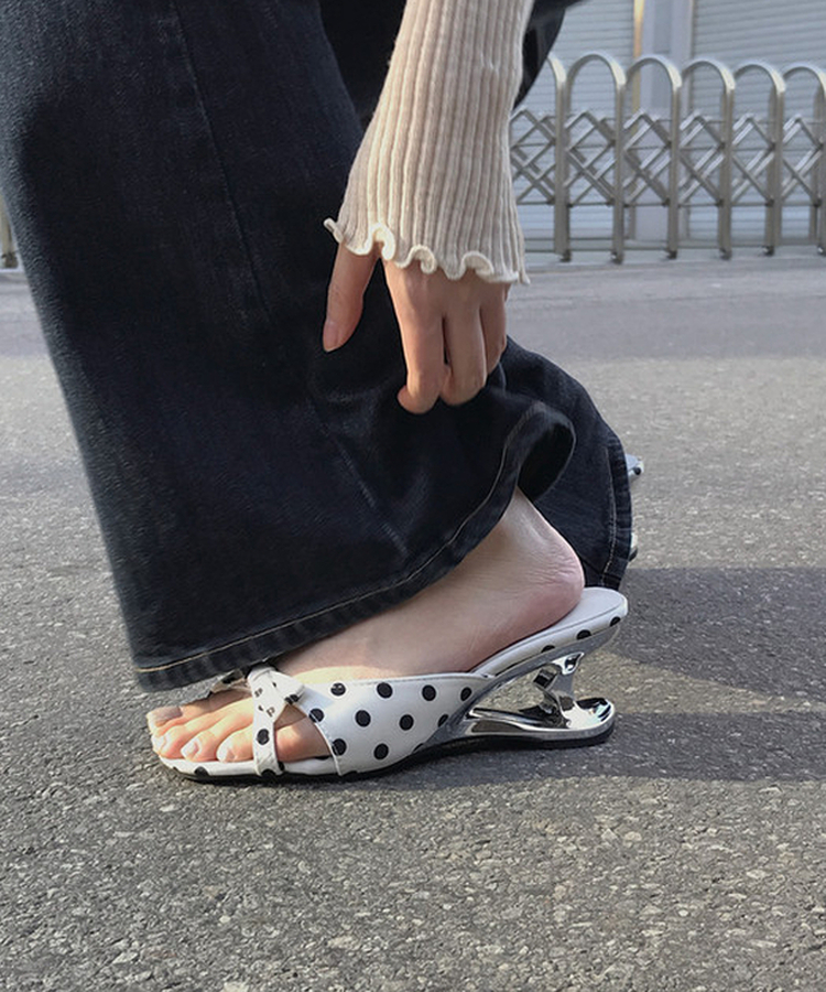 ドットスリングミュールサンダル WHITE