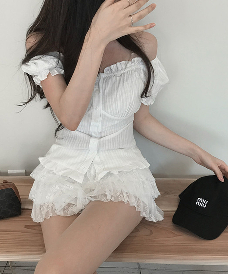 ティアードレースバンディングスカート WHITE