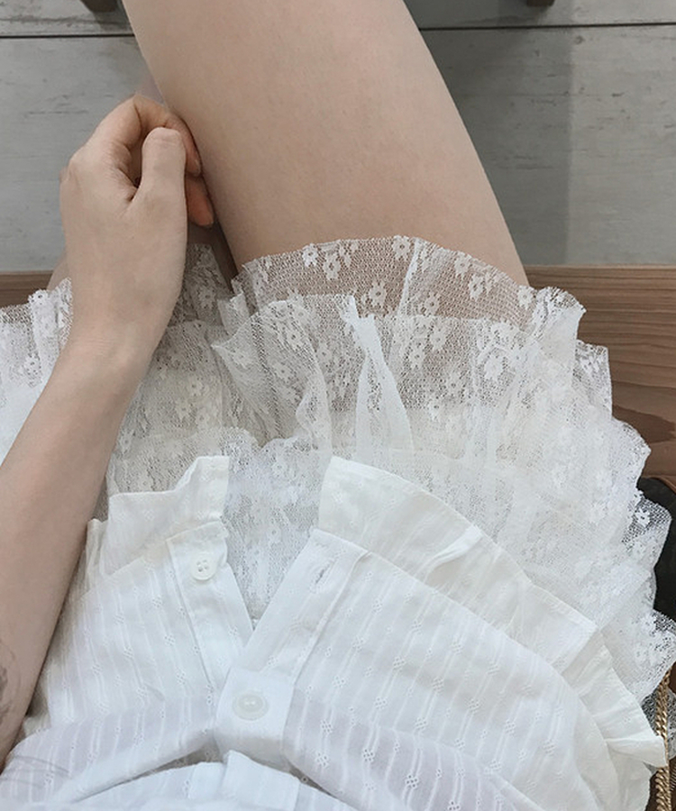 ティアードレースバンディングスカート WHITE