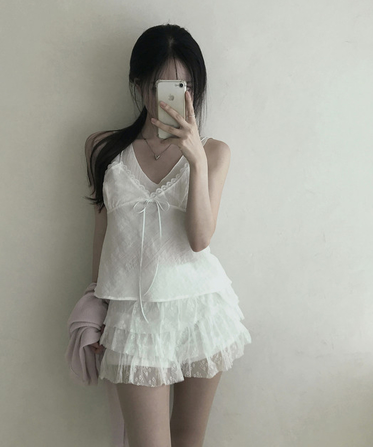 ティアードレースバンディングスカート WHITE