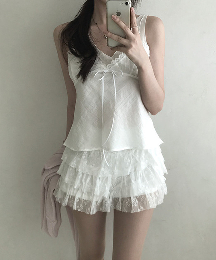 ティアードレースバンディングスカート WHITE