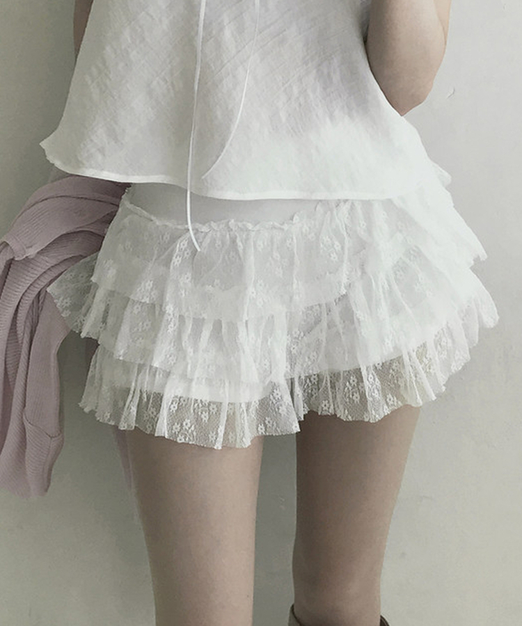 ティアードレースバンディングスカート WHITE